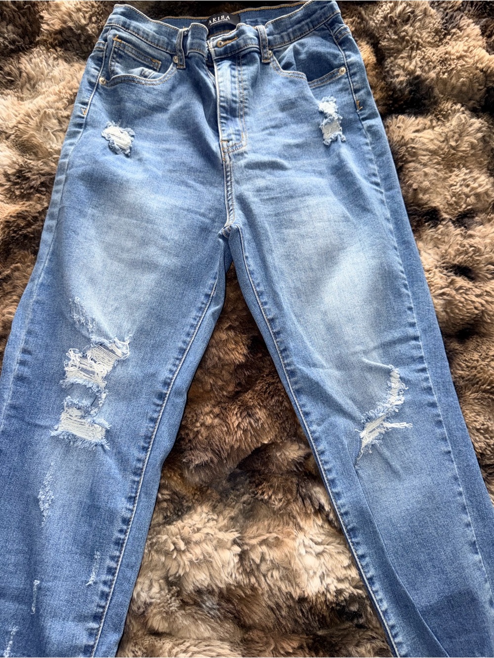 AKIRA Light Blue Distressed Skinny Jeans